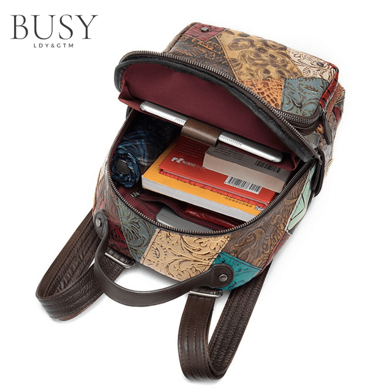 Fashion, accesorii si bijuterii - Femei - Accesorii femei - Genti si rucsacuri femei - Rucsac dama IoSono, piele naturala, compartiment tableta 12 inch, multicolor aleatoriu - Infinity.ro