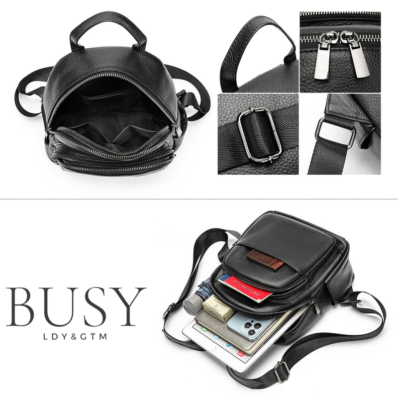 Fashion, accesorii si bijuterii - Femei - Accesorii femei - Genti si rucsacuri femei - Rucsac dama Ziana, piele naturala, negru - Infinity.ro