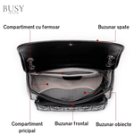 Fashion, accesorii si bijuterii - Femei - Accesorii femei - Genti si rucsacuri femei - Geanta dama Bella, piele naturala, buzunar rapid exterior si antifurt interior, neagra - Infinity.ro