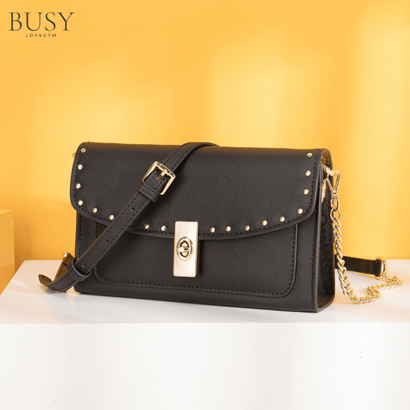 Fashion, accesorii si bijuterii - Femei - Accesorii femei - Genti si rucsacuri femei - Geanta dama Monroe, piele naturala, eleganta si minimalista, neagra - Infinity.ro