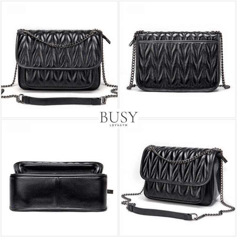 Fashion, accesorii si bijuterii - Femei - Accesorii femei - Genti si rucsacuri femei - Geanta dama Bella, piele naturala, buzunar rapid exterior si antifurt interior, neagra - Infinity.ro