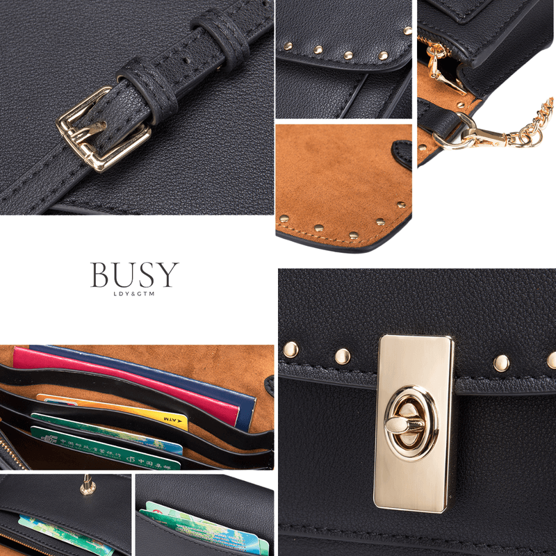 Fashion, accesorii si bijuterii - Femei - Accesorii femei - Genti si rucsacuri femei - Geanta dama Monroe, piele naturala, eleganta si minimalista, neagra - Infinity.ro