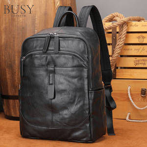 Rucsac piele Barreta, piele naturala, unisex, capacitate mare, spatiu tableta si laptop, negru
