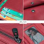 Fashion, accesorii si bijuterii - Femei - Accesorii femei - Portofele femei - Portofel dama Essential, piele naturala, multiple compartimente, bancnote carduri si permis, rosu - Infinity.ro