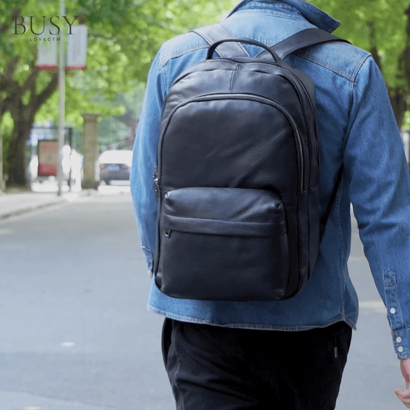 Fashion, accesorii si bijuterii - Barbati - Accesorii barbati - Genti si rucsacuri barbati - Rucsac piele Zenith, barbati, piele naturala, capacitate mare, spatiu laptop, negru - Infinity.ro