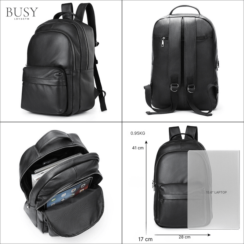 Fashion, accesorii si bijuterii - Barbati - Accesorii barbati - Genti si rucsacuri barbati - Rucsac piele Zenith, barbati, piele naturala, capacitate mare, spatiu laptop, negru - Infinity.ro