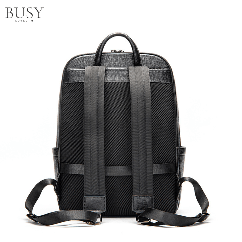 Fashion, accesorii si bijuterii - Barbati - Accesorii barbati - Genti si rucsacuri barbati - Rucsac laptop 15’ Industrial, barbati, piele naturala, suport troler, spate antiperspirant, negru - Infinity.ro
