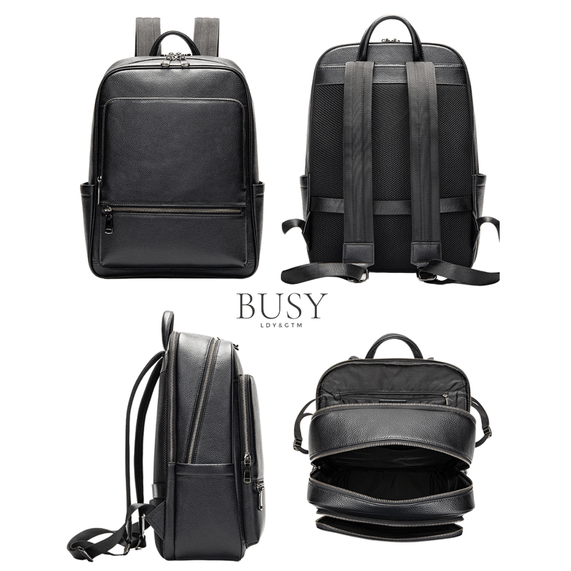 Fashion, accesorii si bijuterii - Barbati - Accesorii barbati - Genti si rucsacuri barbati - Rucsac laptop 15’ Industrial, barbati, piele naturala, suport troler, spate antiperspirant, negru - Infinity.ro
