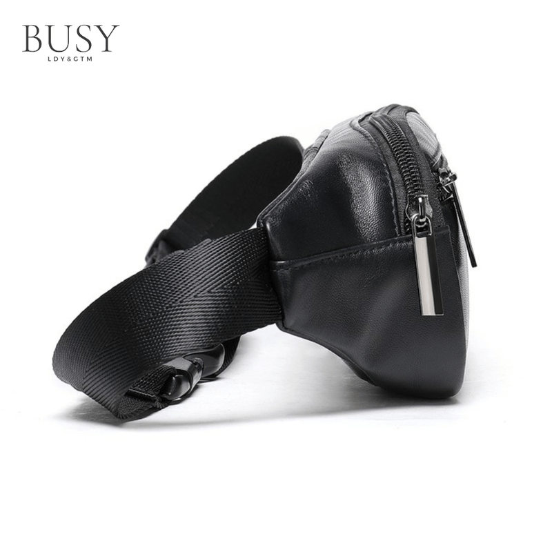 Fashion, accesorii si bijuterii - Barbati - Accesorii barbati - Genti si rucsacuri barbati - Borseta unisex Aspen, piele naturala, de brau, negra - Infinity.ro