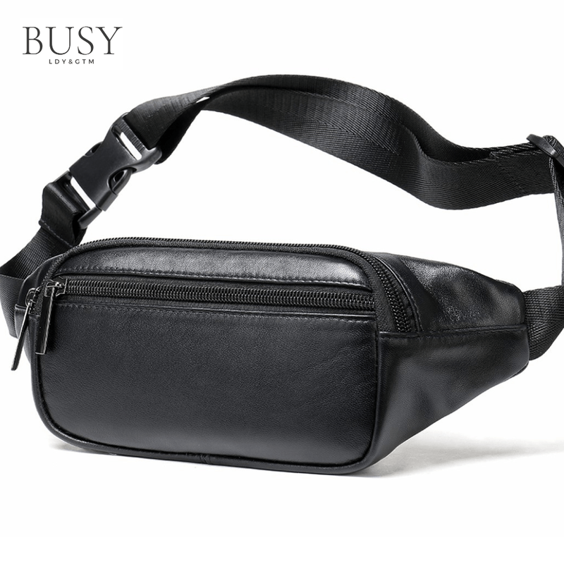Fashion, accesorii si bijuterii - Barbati - Accesorii barbati - Genti si rucsacuri barbati - Borseta unisex Aspen, piele naturala, de brau, negra - Infinity.ro