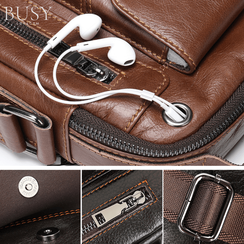 Fashion, accesorii si bijuterii - Barbati - Accesorii barbati - Genti si rucsacuri barbati - Geanta barbati Hemlock, piele naturala, de umar si de mana, buzunar rapid smartphone, orificiu casti, maro - Infinity.ro