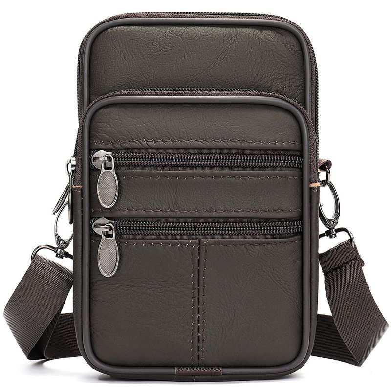 Fashion, accesorii si bijuterii - Barbati - Accesorii barbati - Genti si rucsacuri barbati - Geanta barbati Swift, piele naturala, de umar si atasabila la curea, maro inchis - Infinity.ro