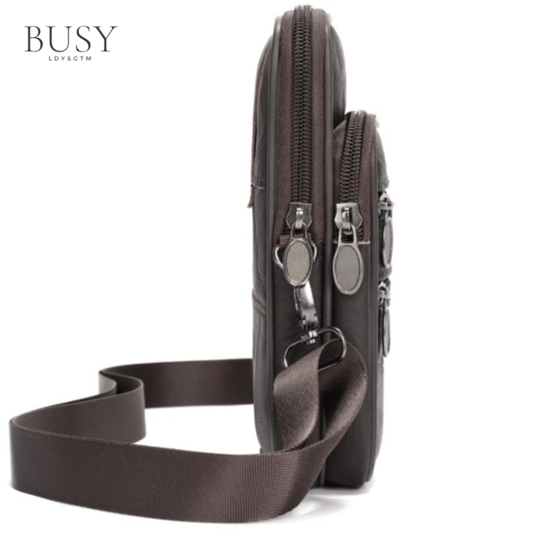 Fashion, accesorii si bijuterii - Barbati - Accesorii barbati - Genti si rucsacuri barbati - Geanta barbati Swift, piele naturala, de umar si atasabila la curea, maro inchis - Infinity.ro