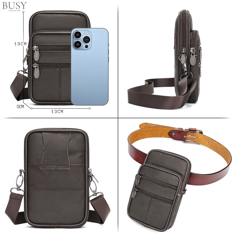 Fashion, accesorii si bijuterii - Barbati - Accesorii barbati - Genti si rucsacuri barbati - Geanta barbati Swift, piele naturala, de umar si atasabila la curea, maro inchis - Infinity.ro