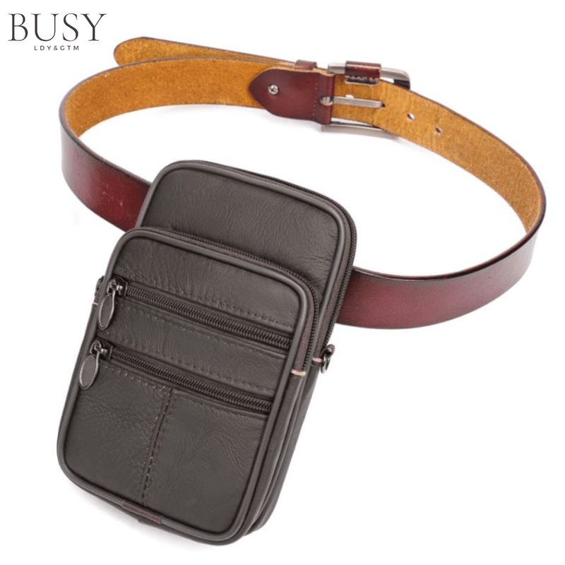 Fashion, accesorii si bijuterii - Barbati - Accesorii barbati - Genti si rucsacuri barbati - Geanta barbati Swift, piele naturala, de umar si atasabila la curea, maro inchis - Infinity.ro