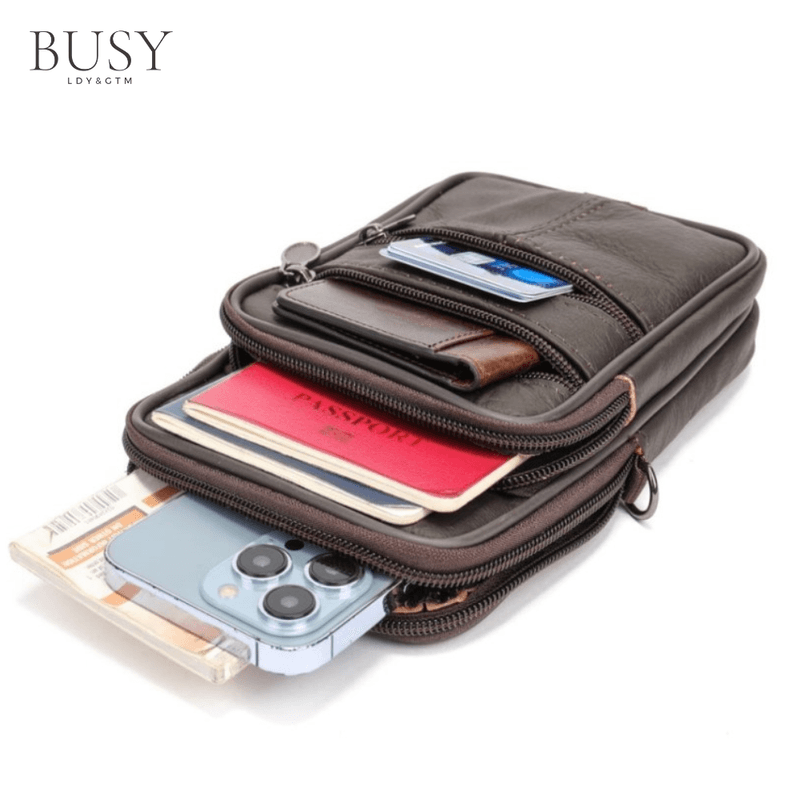 Fashion, accesorii si bijuterii - Barbati - Accesorii barbati - Genti si rucsacuri barbati - Geanta barbati Swift, piele naturala, de umar si atasabila la curea, maro inchis - Infinity.ro