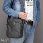 Fashion, accesorii si bijuterii - Barbati - Accesorii barbati - Genti si rucsacuri barbati - Geanta piele Willow, piele naturala, compartimente multiple, de umar, neagra - Infinity.ro