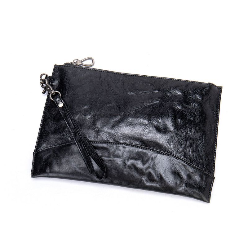 Fashion, accesorii si bijuterii - Barbati - Accesorii barbati - Genti si rucsacuri barbati - Geanta plic Barreta, piele naturala, unisex, bareta de mana, neagra - Infinity.ro