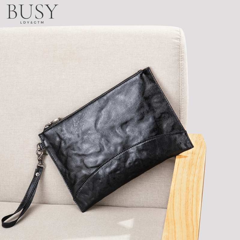 Fashion, accesorii si bijuterii - Barbati - Accesorii barbati - Genti si rucsacuri barbati - Geanta plic Barreta, piele naturala, unisex, bareta de mana, neagra - Infinity.ro