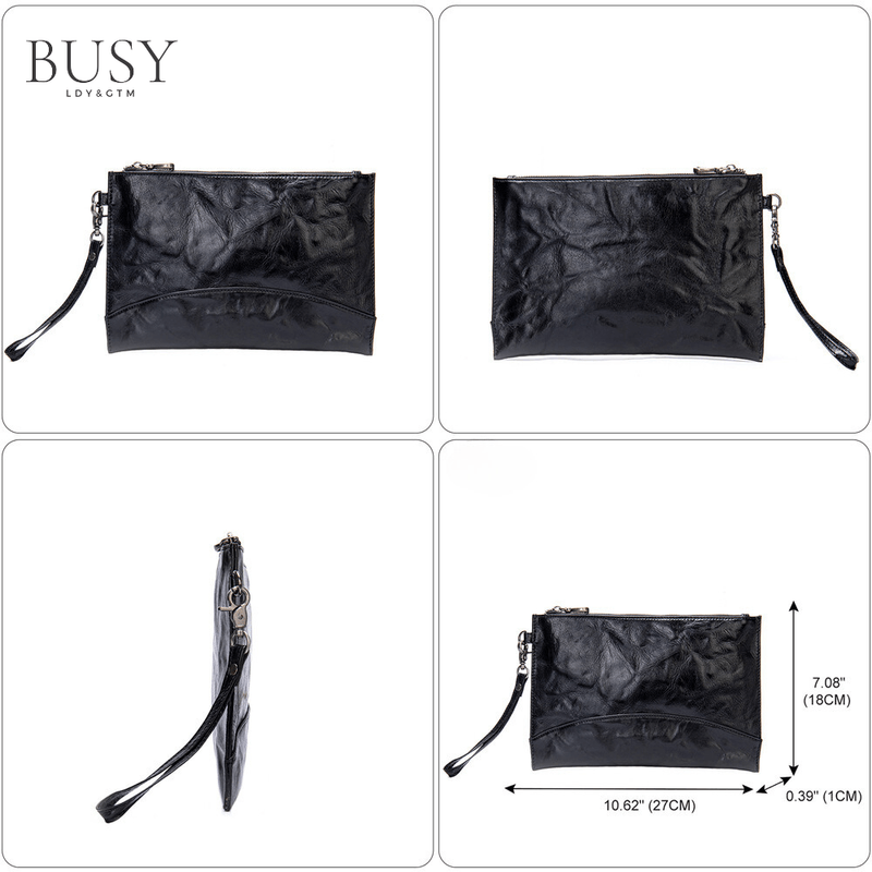 Fashion, accesorii si bijuterii - Barbati - Accesorii barbati - Genti si rucsacuri barbati - Geanta plic Barreta, piele naturala, unisex, bareta de mana, neagra - Infinity.ro