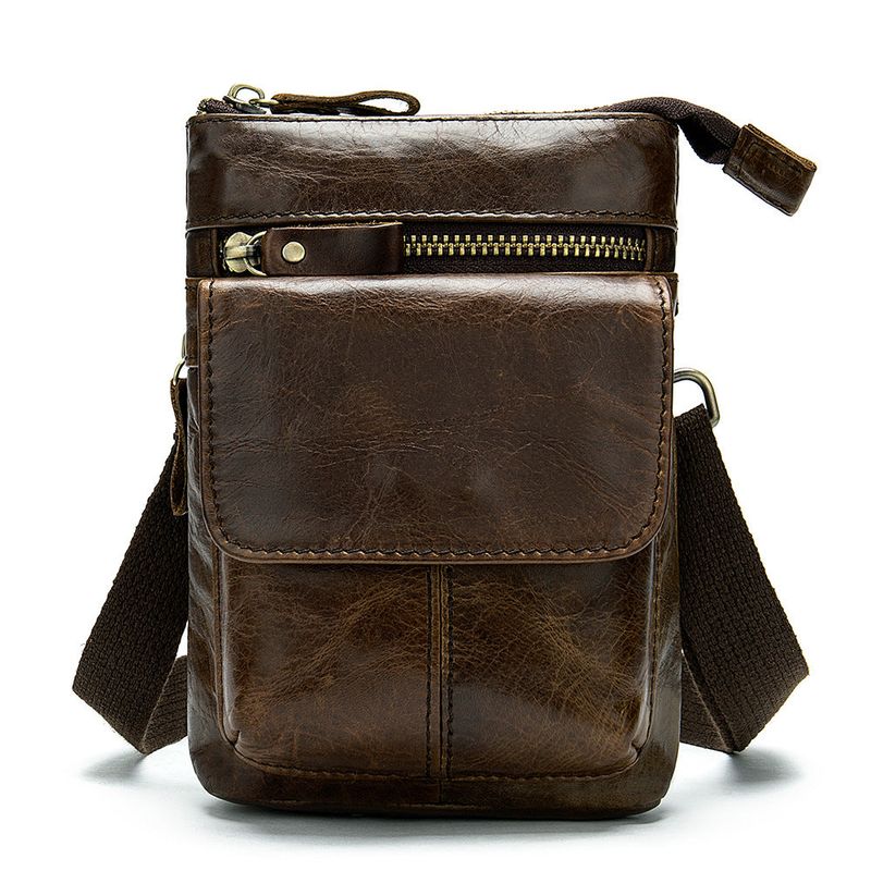Fashion, accesorii si bijuterii - Barbati - Accesorii barbati - Genti si rucsacuri barbati - Geanta barbati Edge, piele naturala, de umar si curea, maro vintage - Infinity.ro
