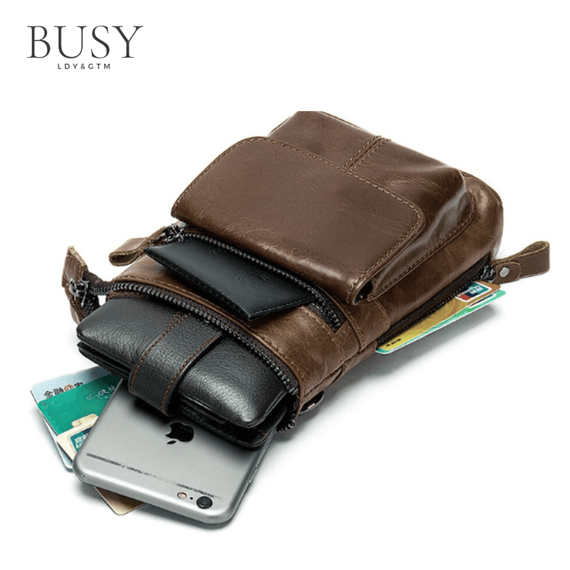 Fashion, accesorii si bijuterii - Barbati - Accesorii barbati - Genti si rucsacuri barbati - Geanta barbati Edge, piele naturala, de umar si curea, maro vintage - Infinity.ro