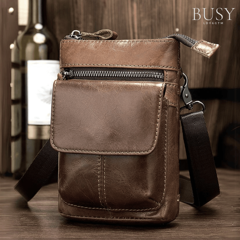 Fashion, accesorii si bijuterii - Barbati - Accesorii barbati - Genti si rucsacuri barbati - Geanta barbati Edge, piele naturala, de umar si curea, maro vintage - Infinity.ro