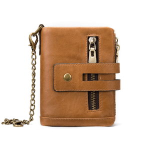 Portofel barbati Oscar, piele naturala, antiscanare RFID, sloturi memory card, carte de identitate, coffee