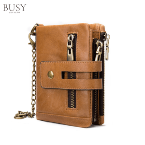 Portofel barbati Oscar, piele naturala, antiscanare RFID, sloturi memory card, carte de identitate, coffee