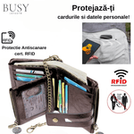 Fashion, accesorii si bijuterii - Barbati - Accesorii barbati - Portofele barbati - Portofel barbati Oscar, piele naturala, antiscanare RFID, sloturi memory card, carte de identitate, dark coffee - Infinity.ro