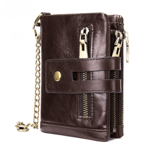 Portofel barbati Oscar, piele naturala, antiscanare RFID, sloturi memory card, carte de identitate, dark coffee