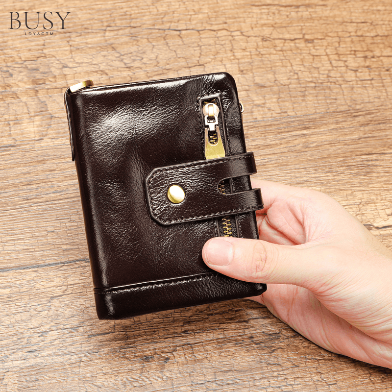 Fashion, accesorii si bijuterii - Barbati - Accesorii barbati - Portofele barbati - Portofel barbati Oscar, piele naturala, antiscanare RFID, sloturi memory card, carte de identitate, dark coffee - Infinity.ro