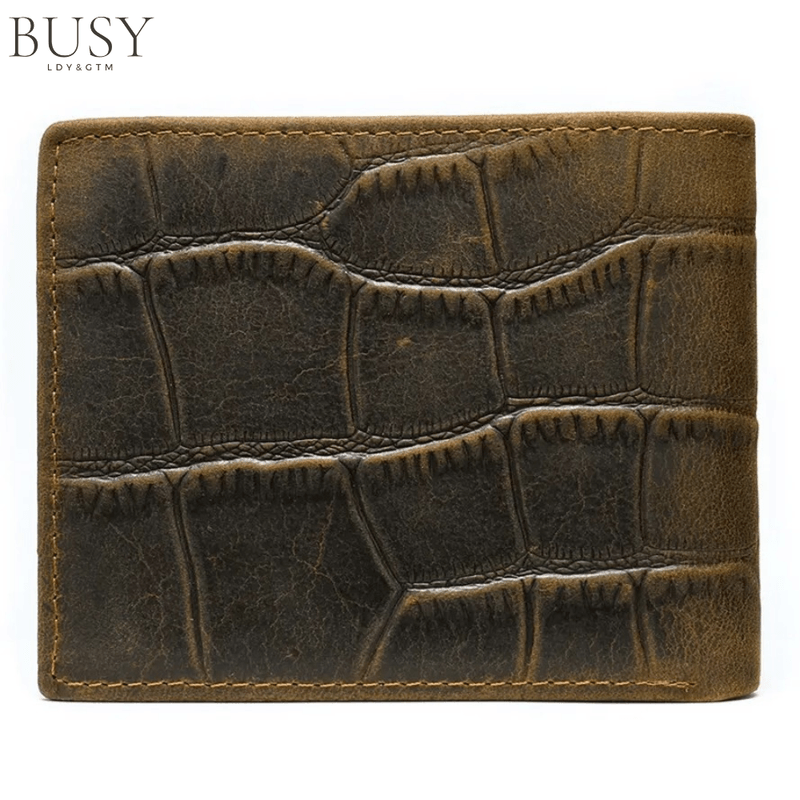 Fashion, accesorii si bijuterii - Barbati - Accesorii barbati - Portofele barbati - Portofel barbati Crock II, piele naturala cu imprimeu crocodil, compatibil carte de identitate, maro - Infinity.ro