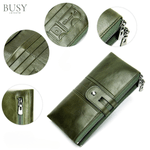 Fashion, accesorii si bijuterii - Barbati - Accesorii barbati - Portofele barbati - Portofel dama Gaya, piele naturala, antiscanare carduri RFID, compartiment smartphone, sloturi sim si memory card, verde - Infinity.ro