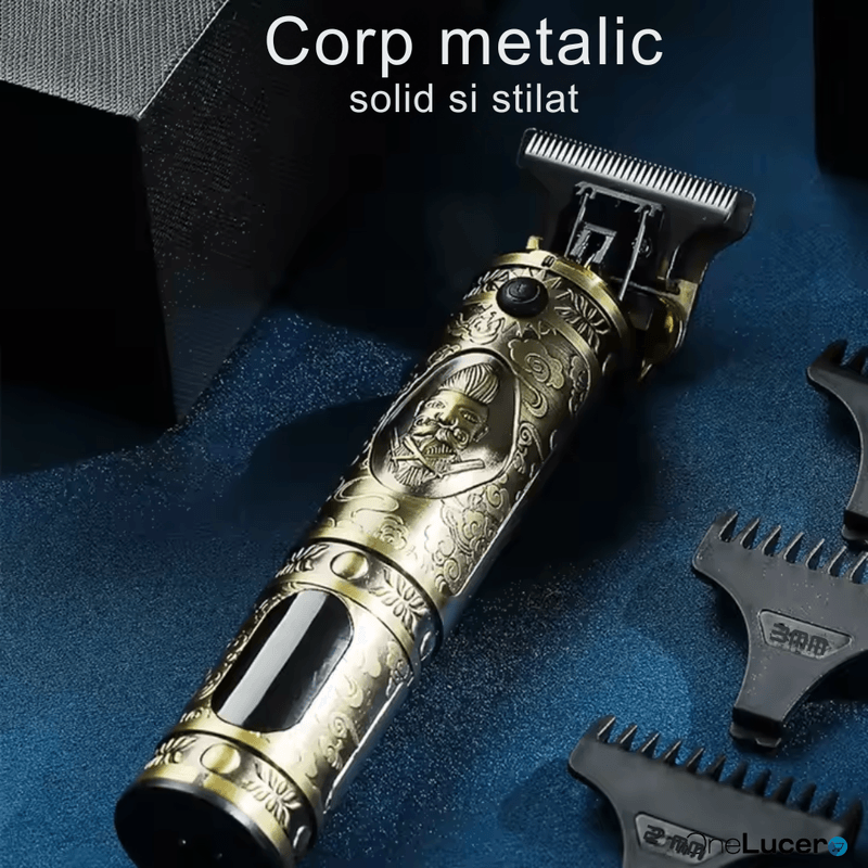 Ingrijire personala si Cosmetice - Aparate & accesorii ingrijire personala - Aparate de ras si tuns - Aparate de tuns - Trimer Profesional Contur Lame Titan, Acumulator LCD 1500 mAh, Auriu, Motor 10W 6500-7000 RPM, Silentios - Infinity.ro