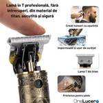 Ingrijire personala si Cosmetice - Aparate & accesorii ingrijire personala - Aparate de ras si tuns - Aparate de tuns - Trimer Profesional Contur Lame Titan, Acumulator LCD 1500 mAh, Auriu, Motor 10W 6500-7000 RPM, Silentios - Infinity.ro