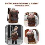 Sport si Outdoor - Articole de voiaj - Rucsacuri - Rucsac laptop si Calatorii, Exterior PU, Impermeabil, Buzunare multiple, Inchidere femoar si capse, Maro - Infinity.ro
