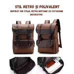 Sport si Outdoor - Articole de voiaj - Rucsacuri - Rucsac laptop si Calatorii, Exterior PU, Impermeabil, Buzunare multiple, Inchidere femoar si capse, Maro - Infinity.ro