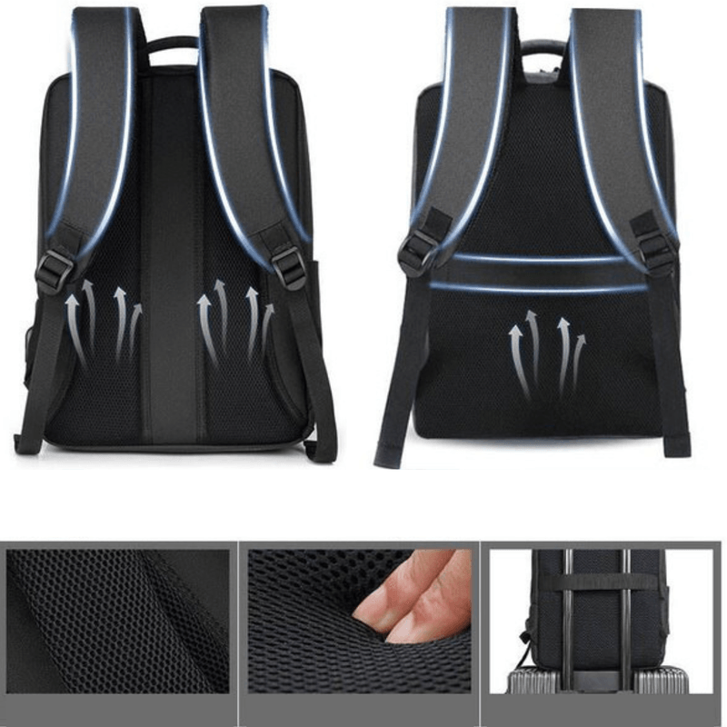 Sport si Outdoor - Articole de voiaj - Rucsacuri - Rucsac pentru laptop, Versatyx, Port USB, Waterproof, Suport troler, Bareta reglabila, Negru - Infinity.ro