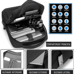 Sport si Outdoor - Articole de voiaj - Rucsacuri - Rucsac pentru laptop, Versatyx, Port USB, Waterproof, Suport troler, Bareta reglabila, Negru - Infinity.ro