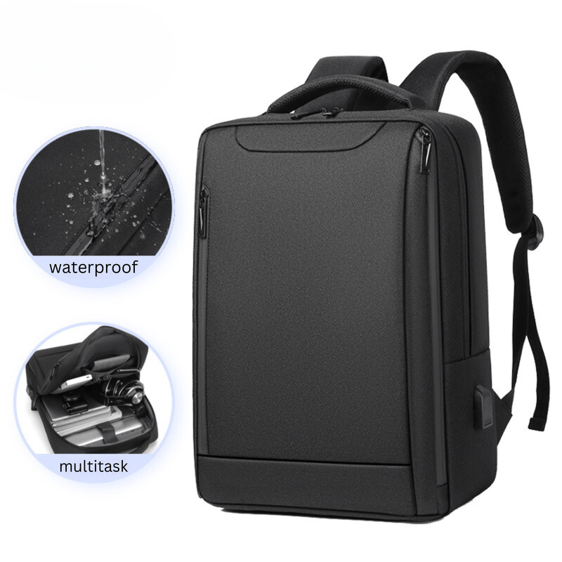 Sport si Outdoor - Articole de voiaj - Rucsacuri - Rucsac pentru laptop, Versatyx, Port USB, Waterproof, Suport troler, Bareta reglabila, Negru - Infinity.ro