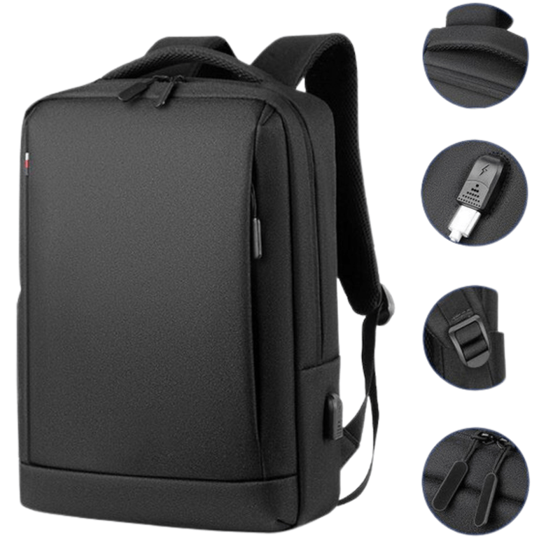 Sport si Outdoor - Articole de voiaj - Rucsacuri - Rucsac pentru laptop, Versatyx, Port USB, Waterproof, Suport troler, Bareta reglabila, Negru - Infinity.ro
