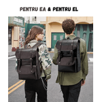 Sport si Outdoor - Articole de voiaj - Rucsacuri - Rucsac Laptop & Calatorii PU, Compartimentat, Impermeabil, Buzunare multiple, Fermoar & Capse, Capacitate 32L, Negru - Infinity.ro