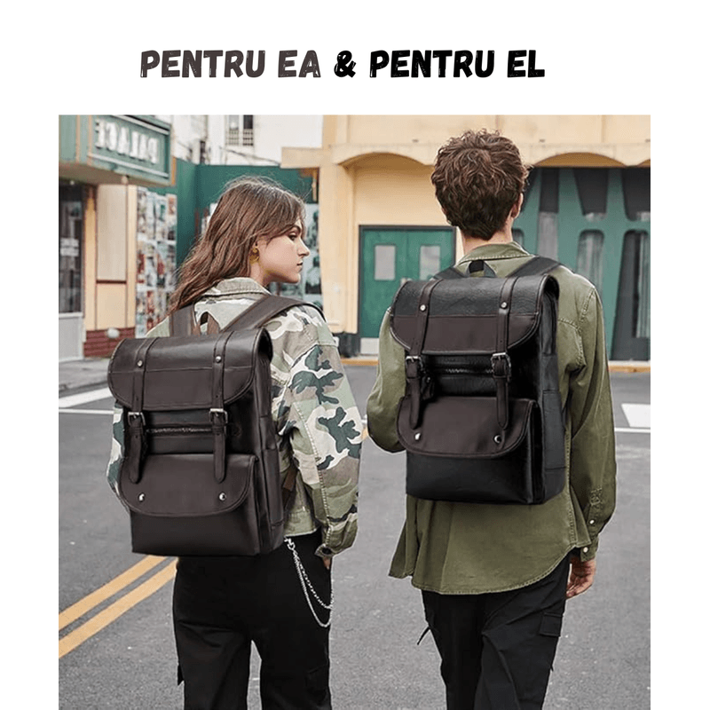 Sport si Outdoor - Articole de voiaj - Rucsacuri - Rucsac Laptop & Calatorii PU, Compartimentat, Impermeabil, Buzunare multiple, Fermoar & Capse, Capacitate 32L, Negru - Infinity.ro
