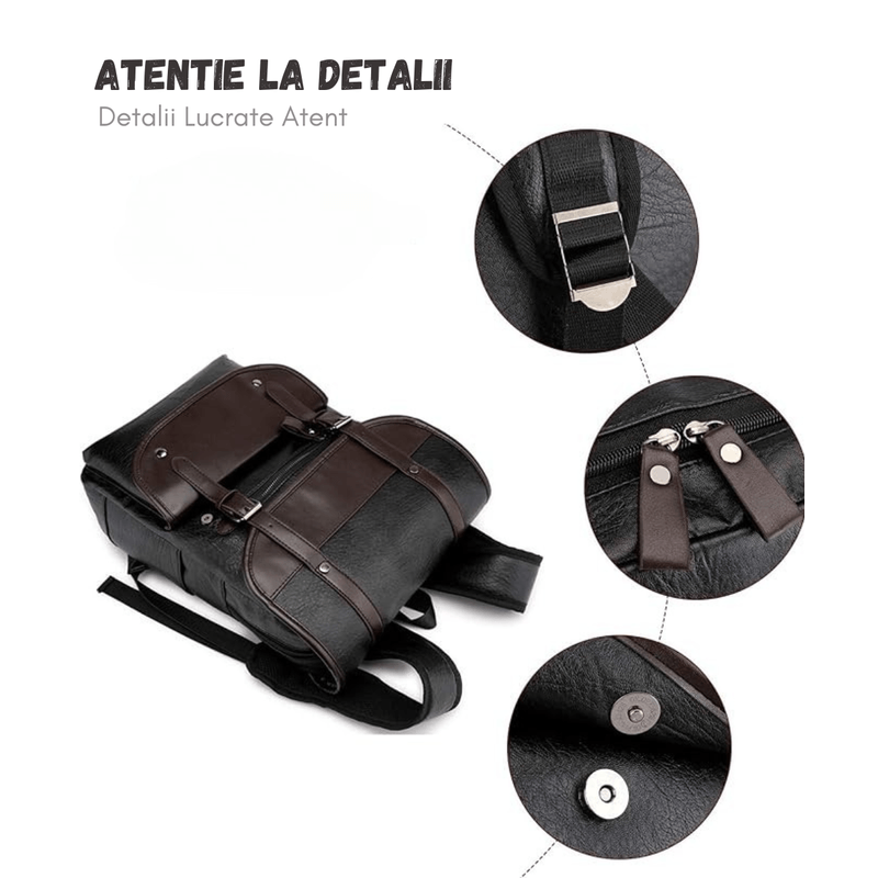 Sport si Outdoor - Articole de voiaj - Rucsacuri - Rucsac Laptop & Calatorii PU, Compartimentat, Impermeabil, Buzunare multiple, Fermoar & Capse, Capacitate 32L, Negru - Infinity.ro
