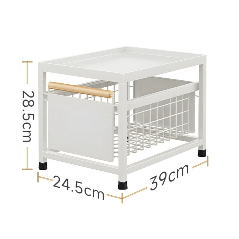 Casa si Gradina - Mobilier - Biblioteci si rafturi - Rafturi - Raft organizator cu 2 sertare, 1 Sertar Glisant, Otel inoxidabil, Pentru Masca chiuveta, Baie, Alb, Versatyx - Infinity.ro