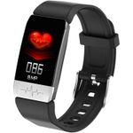 Laptop, Telefoane si Tablete - Wearables si gadgeturi - Wearables - Bratari fitness - Bratara Fitness Techstar® T1S Negru, ECG, Puls, Oxigenarea Sangelui, Temperatura Corpului, Bluetooth, Sedentarism - Infinity.ro