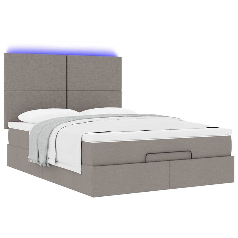 Casa si Gradina - Mobilier - Paturi si accesorii - Paturi - Cadru de pat otoman cu saltea Taupe 140x190cm Material - Infinity.ro