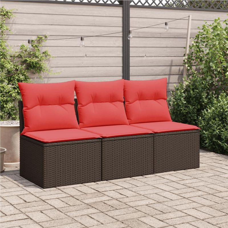 Casa si Gradina - Gradina si terasa - Mobilier exterior - Canapele si fotolii gradina - Canapea de gradina cu perne, 3 locuri, maro, poliratan - Infinity.ro