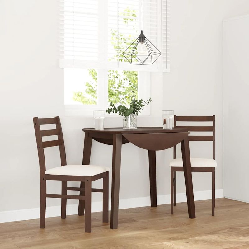 Casa si Gradina - Mobilier - Scaune si fotolii - Scaune - Scaune sufragerie cu perne 2 buc. cauciuc din lemn masiv maro - Infinity.ro